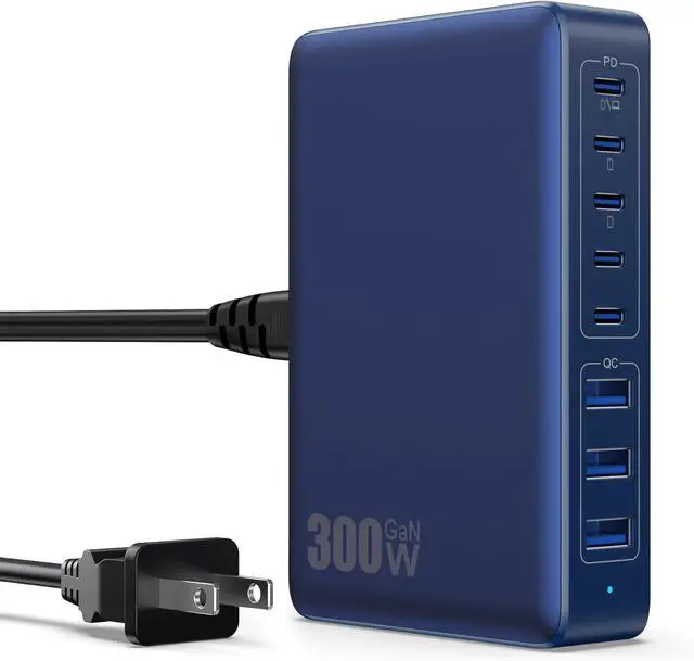 Main image of USB C Charger 300W USB C Charger Block 8-Ports GaN IV Fast Charging Station,PD 100W Laptop Charger Hub Wall Charger Adapter Compatible with MacBook/Air,,Steam Desk,iPhone 16/15/14,Galaxy S24 etc