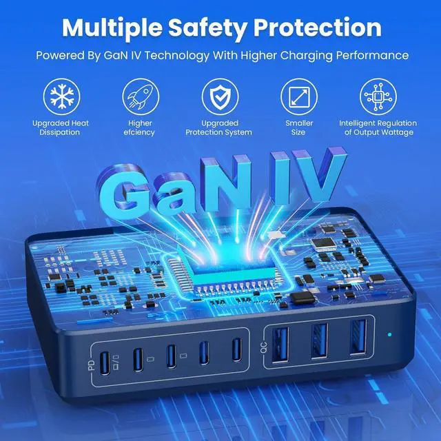 Alt view image 4 of 7 - USB C Charger 300W USB C Charger Block 8-Ports GaN IV Fast Charging Station,PD 100W Laptop Charger Hub Wall Charger Adapter Compatible with MacBook/Air,,Steam Desk,iPhone 16/15/14,Galaxy S24 etc