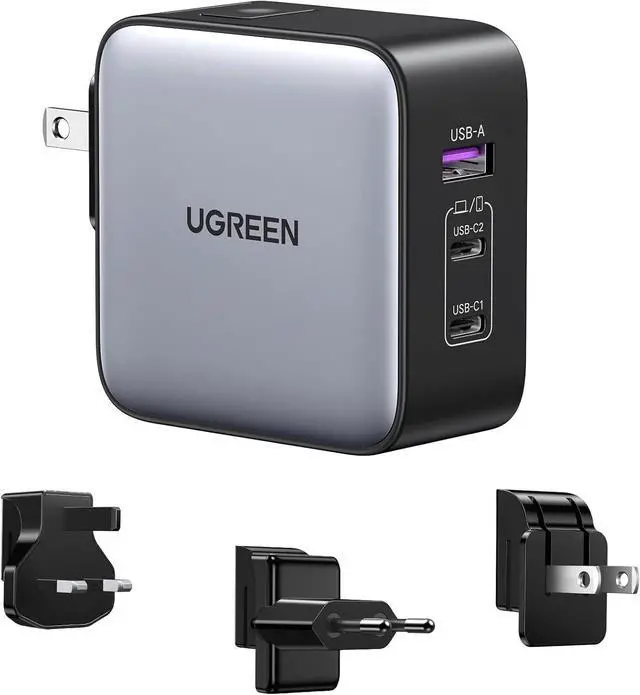 Main image of UGREEN 65W USB C Travel Adapter, Foladable Fast GaN Charger with US/UK/EU 3 Plugs, 3-Port International Power Adapter for MacBook Air/Pro, Dell XPS, iPhone 16/15, iPad, Galaxy S25, Steam Deck