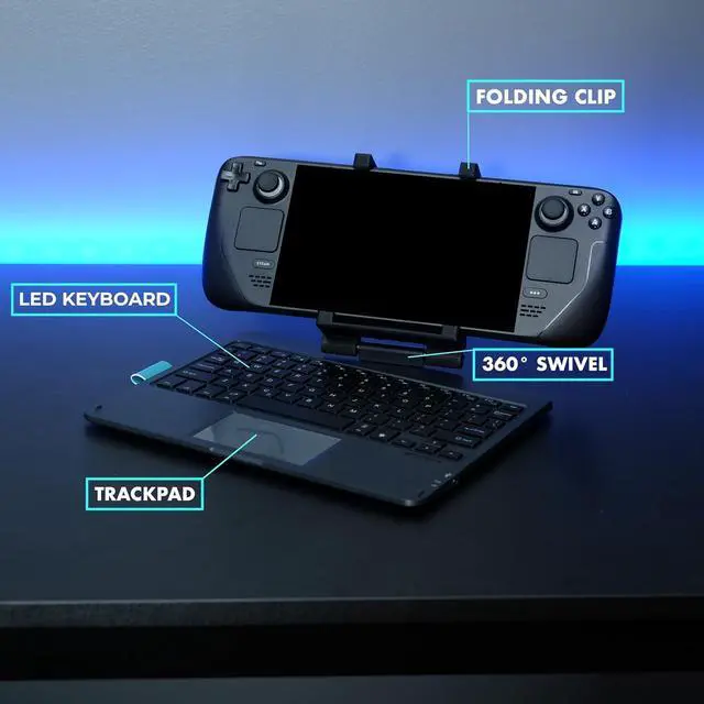 Alt view image 5 of 6 - Steam Deck Keyboard and Bluetooth Trackpad Mouse with Multicolor LED Laptop Accessory for Valve Linux PC Gaming Accessories (Steam Deck/ROG Ally)