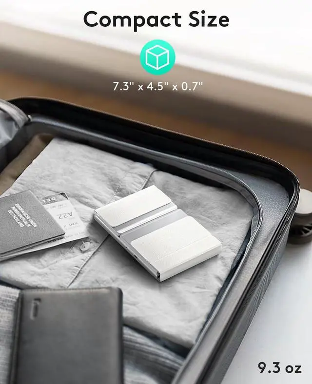 Alt view image 7 of 7 - Bluetooth Keyboard with Numeric Keypad, Samsers Full-Size Wireless Folding Keyboard with PU Leather, Portable Travel Keyboard for iOS Android Windows MacOS, Support 3 Device(BT5.1 x 3) Silver