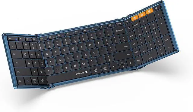 Main image of Foldable Bluetooth Keyboard, XK01 Folding Wireless Portable Keyboard with Number Pad, Full-Size Travel Keyboard for Windows iOS Android Tablet Smartphone Laptop PC - Dark Blue