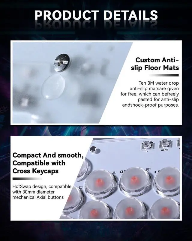 Alt view image 7 of 7 - Haute42 Arcade Stick 16Keys All-Button Gamerfinger with Turbo Functions & Custom RGB,Arcade Controller Street Fight for PC/Ps3/Ps4/Switch/Steam Game Keyboard-Supports Hot Swap & SOCD