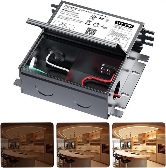 Main image of 24V Dimmable LED Driver, 60W Triac ELV/MLV LED Transformer Compatible with Lutron&Leviton Switches, Dimmable Led Power Supply 60W 12V for LED Light Smooth Flicker Free Dimming