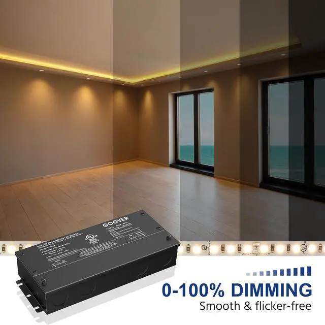 Alt view image 6 of 7 - 100W Dimmable LED Driver, 12V Triac Dimmable Power Supply, AC to DC Transformer for LED Light, Compatible with Lutron and Leviton Dimmer, Waterproof IP67 and UL Listed