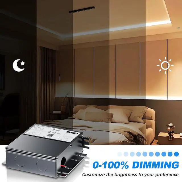 Alt view image 2 of 7 - 60W 12V Dimmable LED Driver for Lutron & Leviton Dimmer, Triac/ELV/MLV AC to DC Power Supply Transformer Strip Light Dimmable, Constant Voltage Projects, UL&FCC-Listed, Class 2