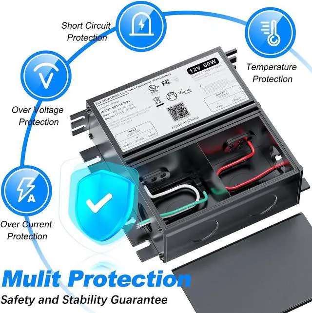 Alt view image 5 of 7 - 60W 12V Dimmable LED Driver for Lutron & Leviton Dimmer, Triac/ELV/MLV AC to DC Power Supply Transformer Strip Light Dimmable, Constant Voltage Projects, UL&FCC-Listed, Class 2