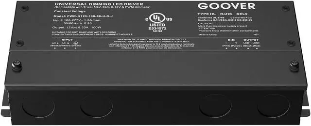 Alt view image 7 of 7 - 100W Dimmable LED Driver, 12V Triac Dimmable Power Supply, AC to DC Transformer for LED Light, Compatible with Lutron and Leviton Dimmer, Waterproof IP67 and UL Listed