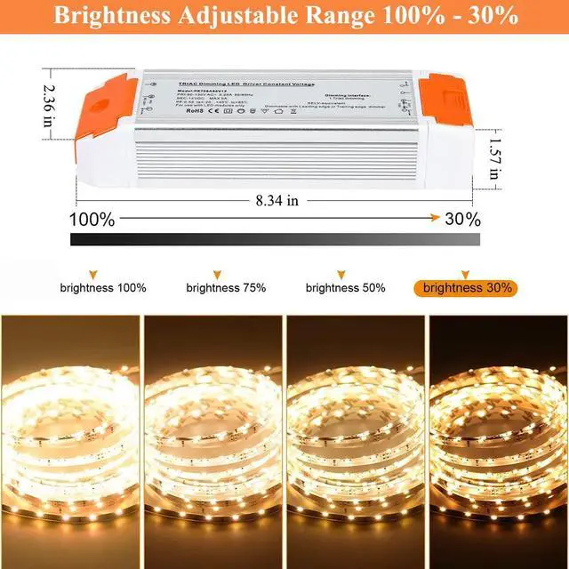 Alt view image 6 of 7 - Dimmable Led Driver 12v DC 60w Quiet Operation Universal Regulated 12v Transformer Input/Output Isolation Protection led Transformer 4 Pack