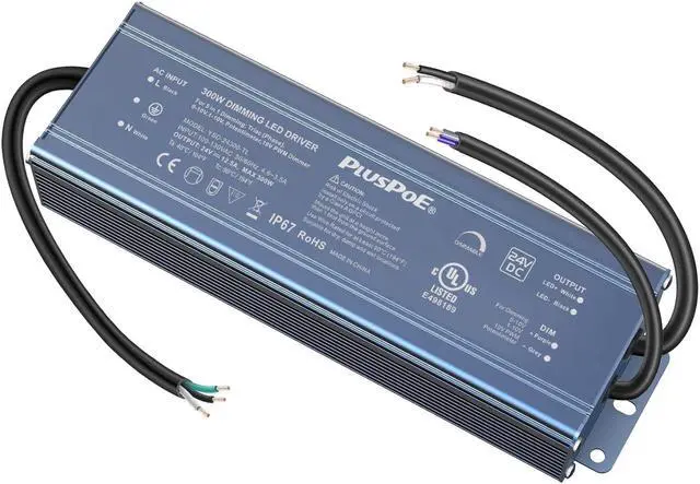 Main image of 24V 300W Led Dimmable Driver, UL-Listed 5-in-1 Dimming: ELV/MLV/Triac/0-10V/1-10V/PWM/Potentiometer Dimmable LED Transformer Waterproof IP67 Outdoor Power Supply