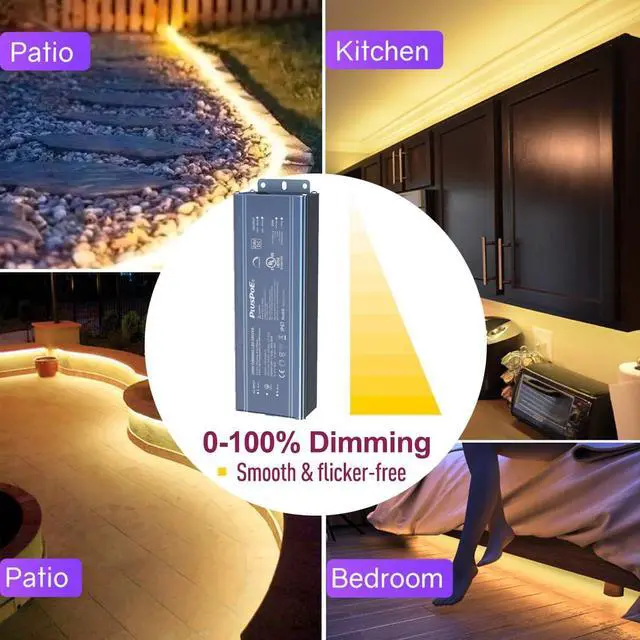 Alt view image 3 of 6 - 24V 300W Led Dimmable Driver, UL-Listed 5-in-1 Dimming: ELV/MLV/Triac/0-10V/1-10V/PWM/Potentiometer Dimmable LED Transformer Waterproof IP67 Outdoor Power Supply