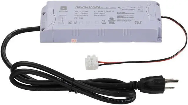 Alt view image 4 of 4 - 24V Dimmable LED Driver,LED Light Strip 100W Dimmable Driver,Magnetic,110 V AC to 24 Volt Transformer,Compatible with Lutron Leviton Dimmers,LED Power Supply with Removable AC Cord