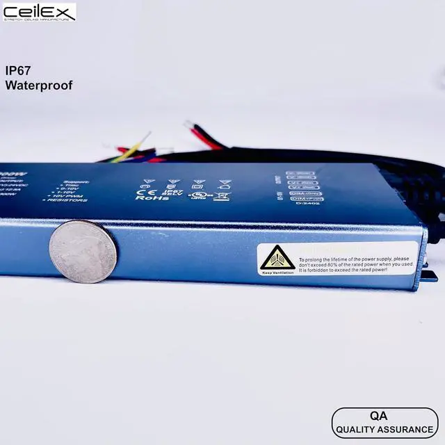 Alt view image 4 of 7 - Dimmable LED Driver 24V 300W IP67 Ultra Slim 0.8in UL Listed Compatible with Lutron and Leviton Dimmer,Transformer for LED Lights,Power Supply 5in1 Triac/0-10V/1-10V/Potentiometer/10V PWM