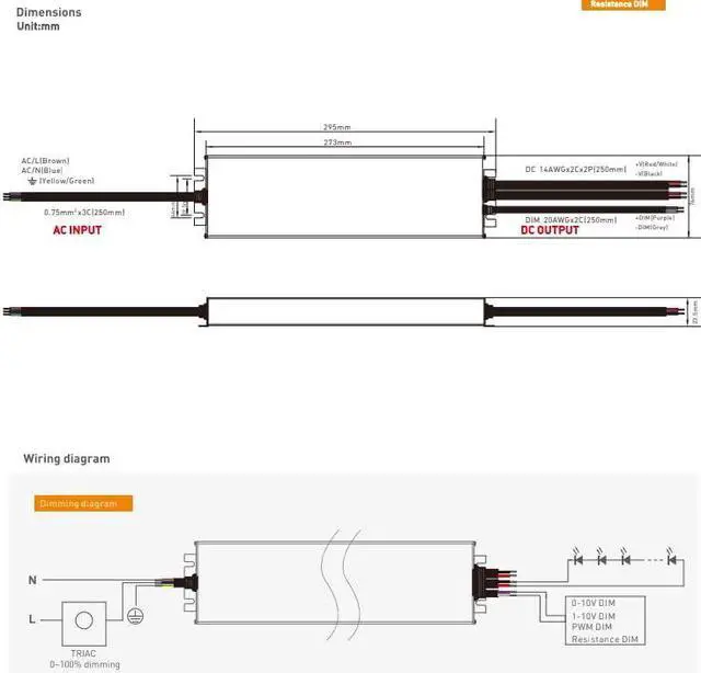 Alt view image 6 of 7 - Dimmable LED Driver 24V 300W IP67 Ultra Slim 0.8in UL Listed Compatible with Lutron and Leviton Dimmer,Transformer for LED Lights,Power Supply 5in1 Triac/0-10V/1-10V/Potentiometer/10V PWM