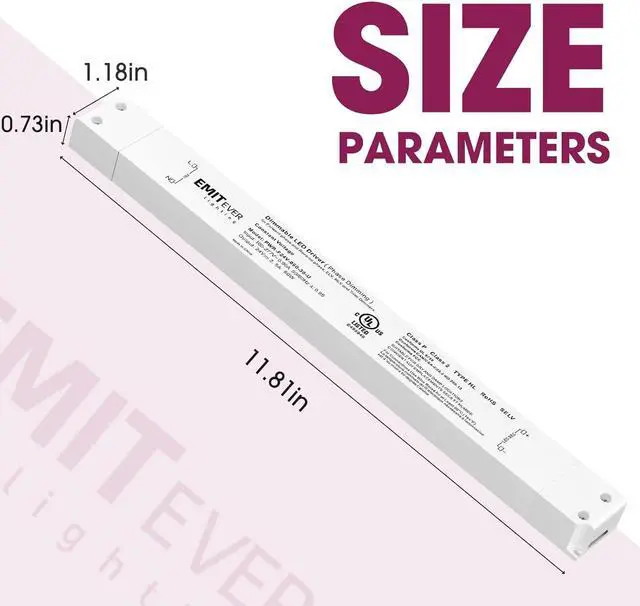 Alt view image 2 of 7 - 60W Slim Triac Dimmable LED Driver,100-277V AC to 24V DC Power Supply,0-100% Dimming Transformer for LED Lights,Compatible with Lutron and Leviton Dimmers,Class 2,UL Listed