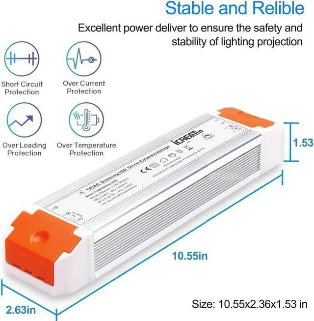 Alt view image 3 of 5 - 120 Watts 12V 10A Dimmable LED Driver Dimming LED Power Supply 110V to 12V DC led Transformer 12v dimmable