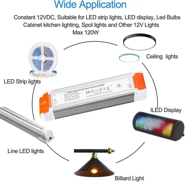 Alt view image 5 of 5 - 120 Watts 12V 10A Dimmable LED Driver Dimming LED Power Supply 110V to 12V DC led Transformer 12v dimmable
