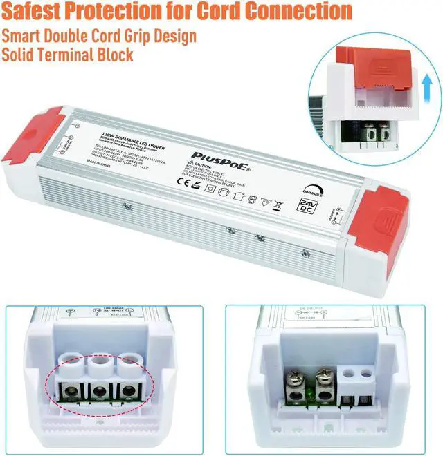 Alt view image 3 of 7 - 24V 120W Dimmable Led Driver, 110V AC to 24V DC Low Voltage Power Supply Dimming Transformer for 24V LED Strip Lights,Compatible with Lutron, Leviton and Other Wall Dimmer