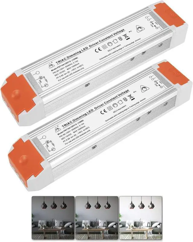 Main image of 120 Watts 12V 10A Dimmable LED Driver Dimming LED Power Supply 110V to 12V DC led Transformer 12v dimmable (2 Pack)