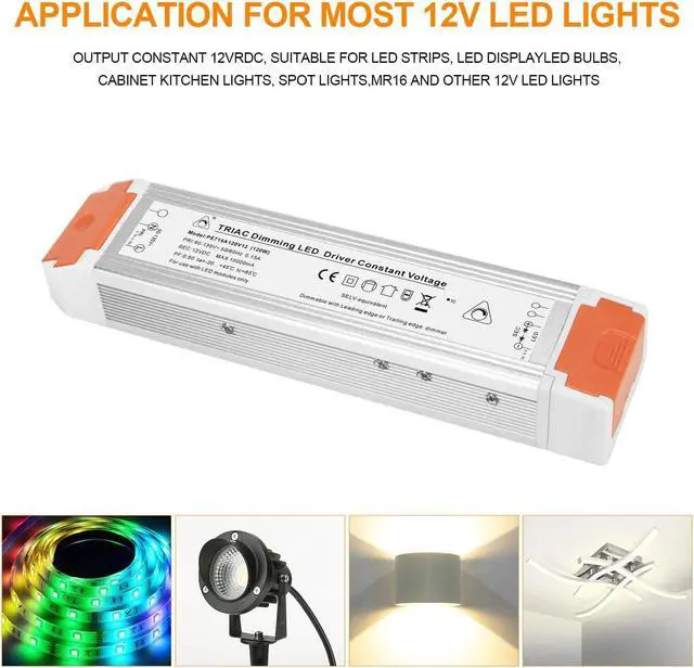 Alt view image 4 of 7 - 120 Watts 12V 10A Dimmable LED Driver Dimming LED Power Supply 110V to 12V DC led Transformer 12v dimmable (2 Pack)