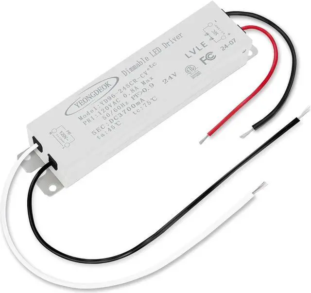 Main image of 96W LED Driver Dimmable, 24V 3.7A Low Voltage Electronic Transformer, AC 120V to DC 24V Power Supply, Dimming Constant Voltage LED Driver for Track Lights, Spotlights