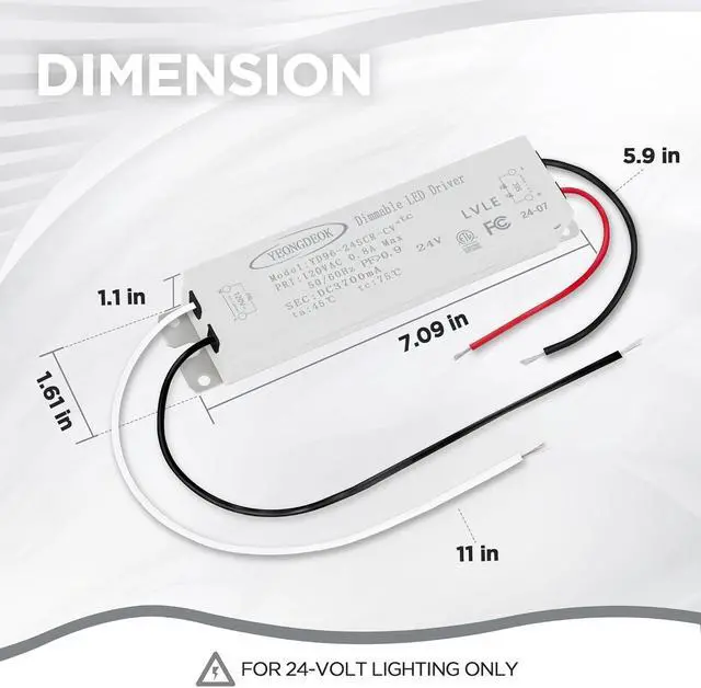 Alt view image 5 of 7 - 96W LED Driver Dimmable, 24V 3.7A Low Voltage Electronic Transformer, AC 120V to DC 24V Power Supply, Dimming Constant Voltage LED Driver for Track Lights, Spotlights
