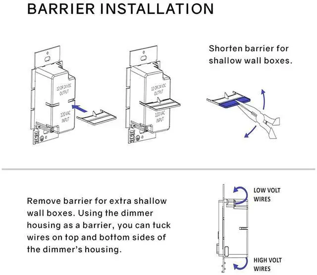 Alt view image 5 of 6 - 60W LED Driver and Dimmer Switch Single Integrated Unit, EZDim 120V AC to 24V DC, Wall Dimmer Switch Compatible with Most Solid Color 24VDC Tape Lights and Fixtures, UL Listed