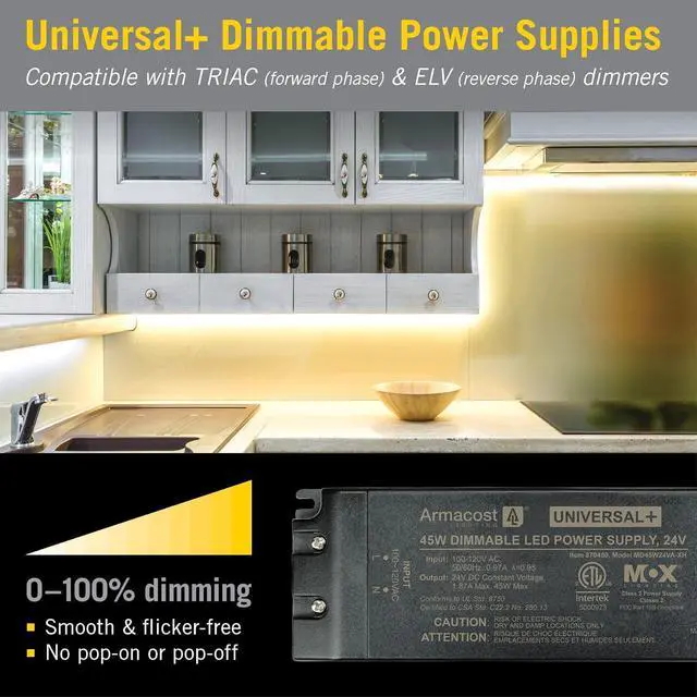 Alt view image 2 of 6 - Lighting 870450 45-Watt Dimming LED Driver, 24-Volt DC Universal Plus AC Dimmable Power Supplies, Black