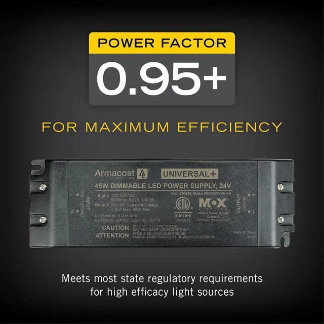 Alt view image 3 of 6 - Lighting 870450 45-Watt Dimming LED Driver, 24-Volt DC Universal Plus AC Dimmable Power Supplies, Black