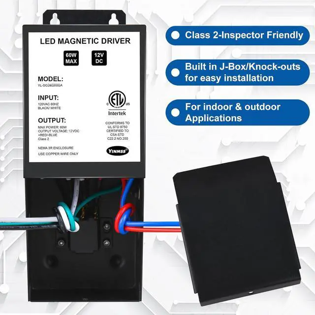 Alt view image 4 of 7 - LED Driver 12V 60W Magnetic Dimmable LED Transformer,Magnetic Power Supply 120VAC to 12VDC,Compatible with Lutron and Leviton Dimmers, for LED Strip Lights, Kitchen, Cabinet, ETL Listed