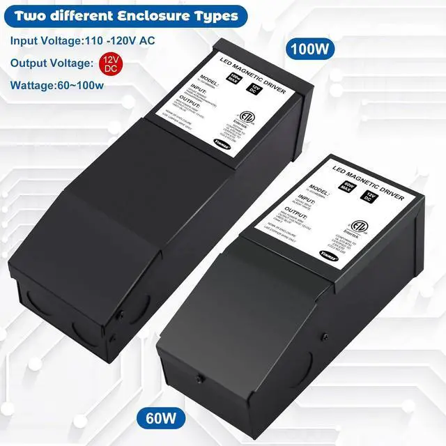 Alt view image 7 of 7 - LED Driver 12V 60W Magnetic Dimmable LED Transformer,Magnetic Power Supply 120VAC to 12VDC,Compatible with Lutron and Leviton Dimmers, for LED Strip Lights, Kitchen, Cabinet, ETL Listed