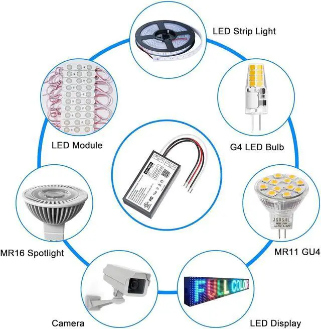 Alt view image 2 of 7 - 2PCS 60W Dimmable LED Driver 12V, Triac/ELV/MLV AC to DC Compatible with Lutron Dimmer, Dimmable LED Power Supply 60W 12V Class2 Transformer for LED Strip Light, Low Voltage Lighting Project