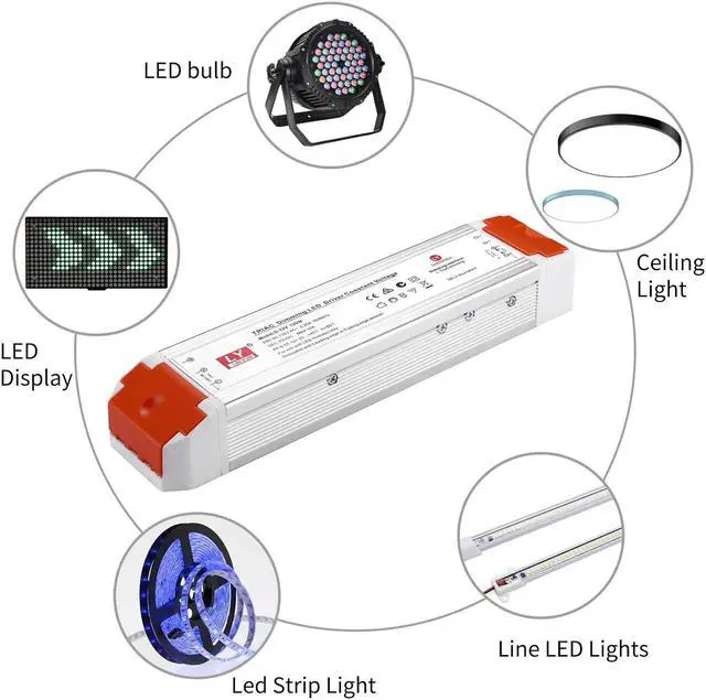 Alt view image 5 of 7 - LED Driver DC12V 120W Universal Regulated Switching Power Supply, dimmable Power Supply with dimmer Dimmable Low Voltage Transformer Compatible with Lutron and Leviton for LED Strip Lights