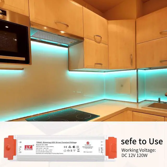 Alt view image 7 of 7 - LED Driver DC12V 120W Universal Regulated Switching Power Supply, dimmable Power Supply with dimmer Dimmable Low Voltage Transformer Compatible with Lutron and Leviton for LED Strip Lights