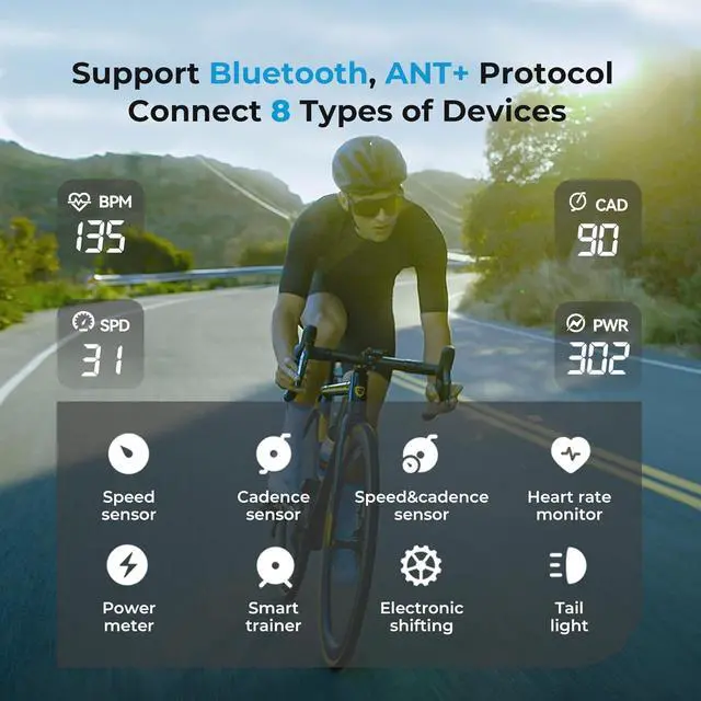Alt view image 6 of 7 - CC600 Color Screen Bike/Cycling Computer Wireless - Route Navigation with Re-Route Planing, WiFi & Bluetooth, Fast 5s GPS Positioning, Free Indoor Training