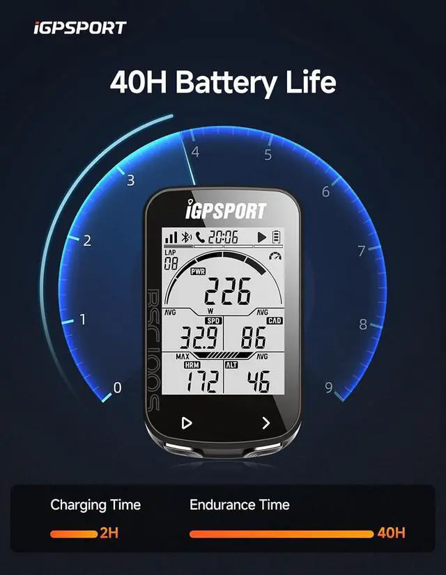 Alt view image 5 of 7 - BSC100S Bicycle/Bike Computer Wireless, 2.6 inch LCD Display Rechargeable Waterproof GPS Cycling Computer
