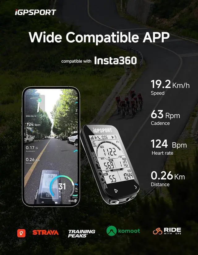 Alt view image 7 of 7 - BSC100S Bicycle/Bike Computer Wireless, 2.6 inch LCD Display Rechargeable Waterproof GPS Cycling Computer