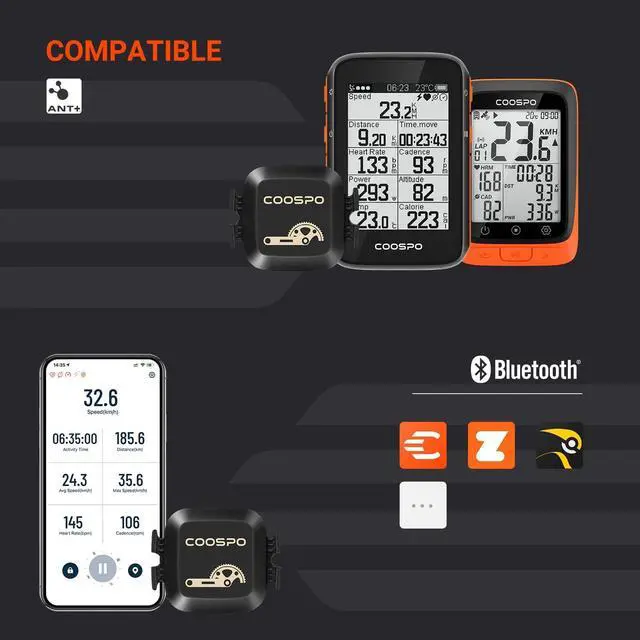 Alt view image 6 of 7 - Bike Computer GPS Wireless, ANT+ Cycling Computer GPS with Bluetooth, Multifunctional ANT+ Bicycle Computer GPS with 2.4 LCD Screen, Bike Speedometer with Auto Backlight IP67