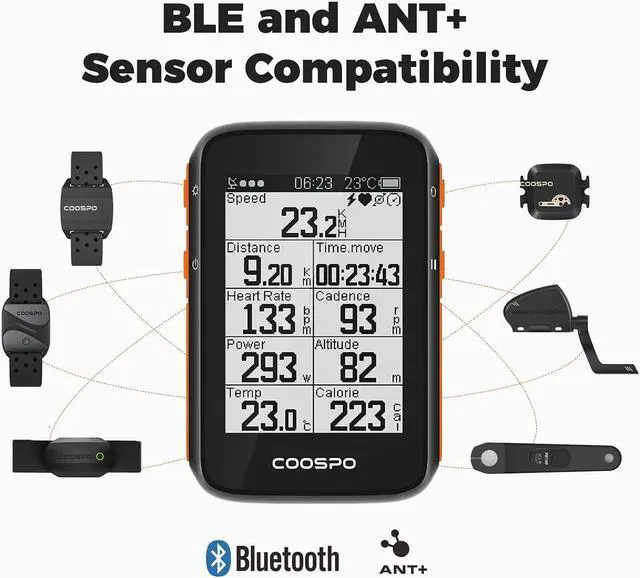 Alt view image 3 of 7 - Bike Computer Wireless GPS, Bike Speedometer with Auto Backlight, Bluetooth ANT Cycling GPS Computer, Bicycle Computer BC200 with Waterproof, Compatible with CooSporide app