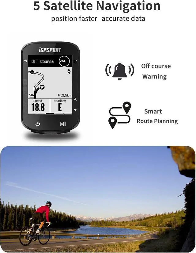 Alt view image 2 of 7 - BSC200 Bike Computer Wireless, Route Navigation 2.5inch Screen Bluetooth ANT+ GPS Cycle Computer Waterproof