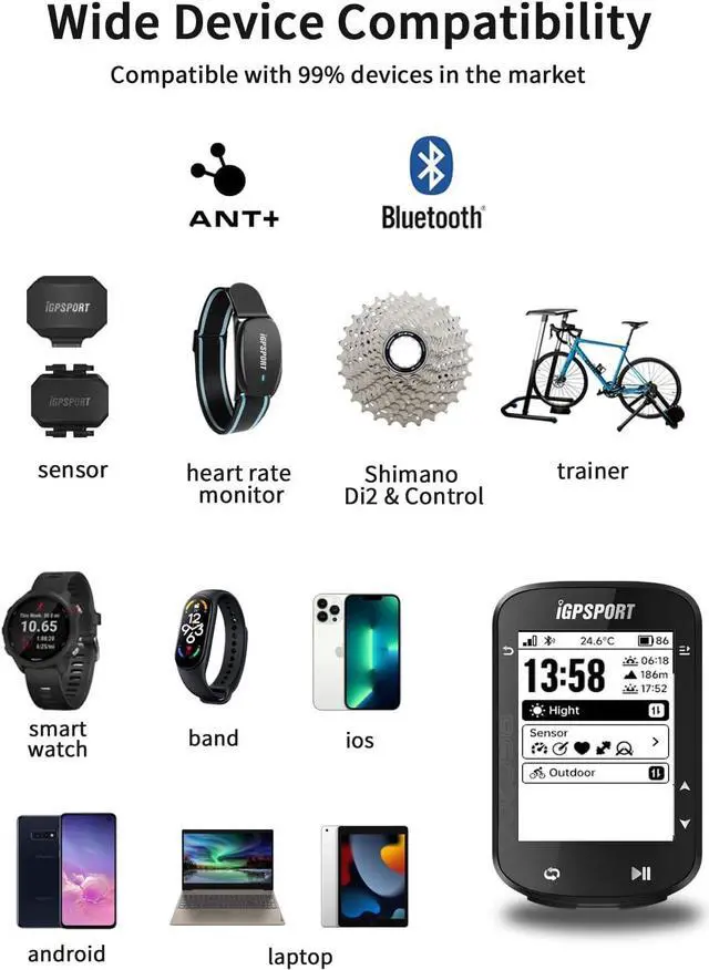 Alt view image 6 of 7 - BSC200 Bike Computer Wireless, Route Navigation 2.5inch Screen Bluetooth ANT+ GPS Cycle Computer Waterproof