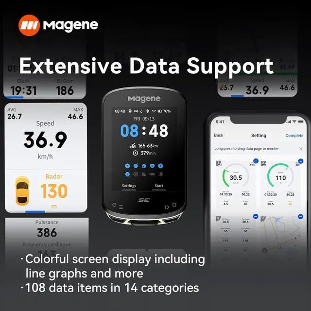 Alt view image 7 of 7 - C506SE Wireless GPS Bike Computer - 2.4" Color Screen, Route Navigation, Bluetooth & WiFi, Fast 5s Positioning, Supports 9 Cycling Devices