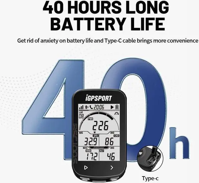 Alt view image 7 of 7 - Bike Computer Wireless GPS, Bike Speedometer with 2.6" Screen Auto Backlight, 40H Battery Life,Bluetooth ANT Cycling GPS Computer for Road Bike MTB