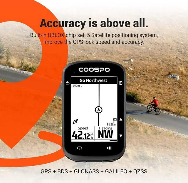 Alt view image 2 of 7 - COOSPO CS500 Bike Computer Wireless, 2.6 Inch LCD GPS Cycling Computer with Route Navigation, Bluetooth5.0 ANT GPS Bicycle Speedometer with Auto-Backlight, Support Bike Radar & 45H Battery Life