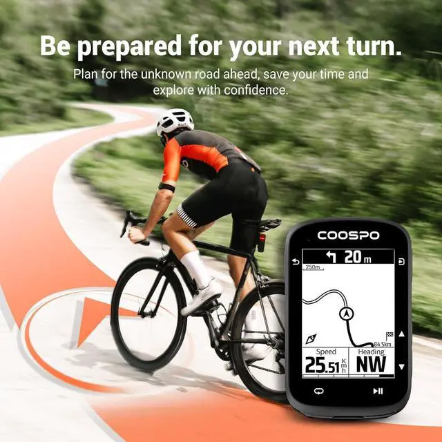 Alt view image 3 of 7 - COOSPO CS500 Bike Computer Wireless, 2.6 Inch LCD GPS Cycling Computer with Route Navigation, Bluetooth5.0 ANT GPS Bicycle Speedometer with Auto-Backlight, Support Bike Radar & 45H Battery Life