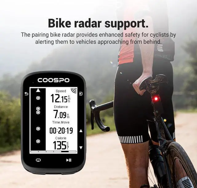Alt view image 5 of 7 - COOSPO CS500 Bike Computer Wireless, 2.6 Inch LCD GPS Cycling Computer with Route Navigation, Bluetooth5.0 ANT GPS Bicycle Speedometer with Auto-Backlight, Support Bike Radar & 45H Battery Life