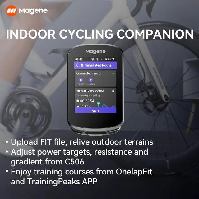 Alt view image 7 of 7 - C506 GPS Bike Computer - 2.4" Color Touchscreen, Smart Navigation, Fast WiFi & Bluetooth, Riding Assistant Wireless, Indoor Cycling & Training