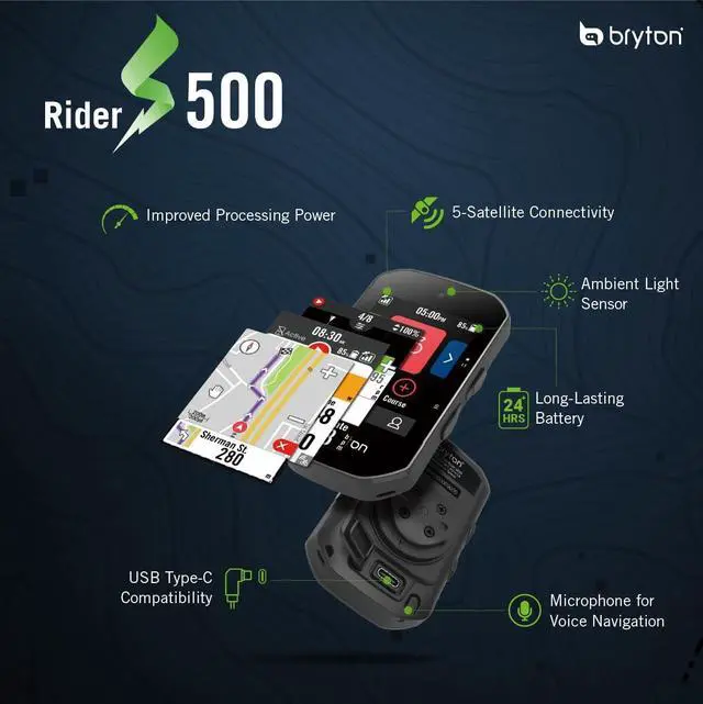 Alt view image 3 of 6 - Rider S500 2.4 Inch Color LCD Touchscreen GPS Bike/Cycling Computer Offline USA Map, Compatible with Bike Radar, 24hrs Long Battery Life, Navigation with Turn-by Turn Follow Track Waterproof