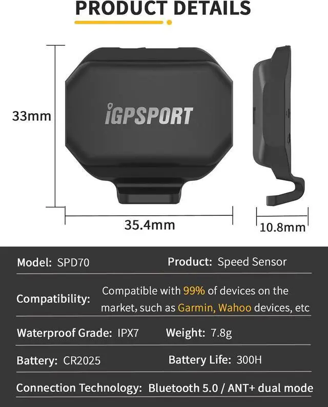 Alt view image 3 of 7 - Speed or Cadence Sensor, Bluetooth ANT+ Wireless Waterproof Cycling Sensor, Compatible with Bike Computer Stationary Bike