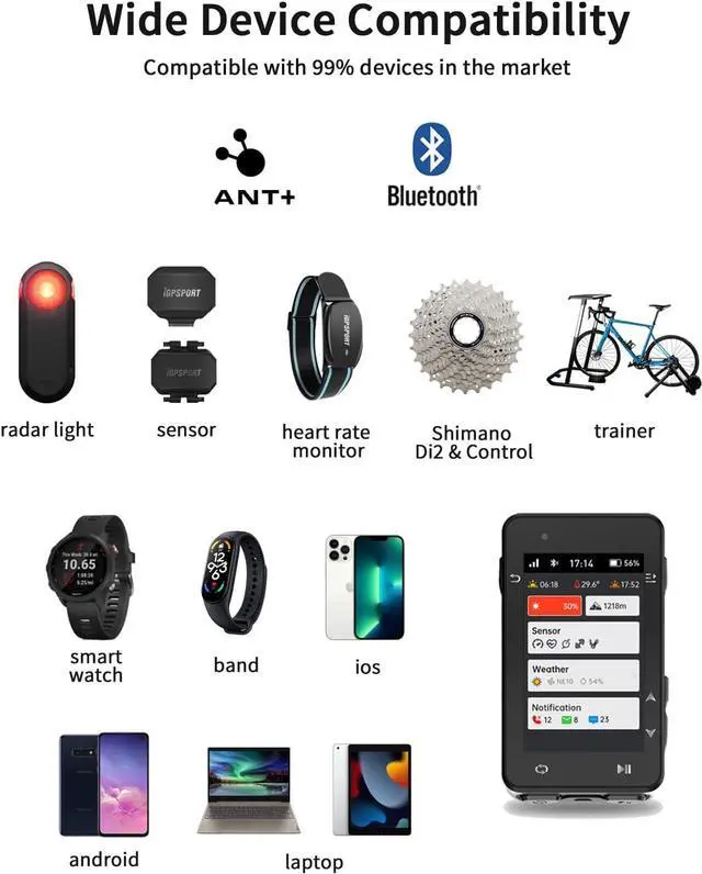 Alt view image 7 of 7 - iGS630 GPS Bike Computer, 2.8 Map Navigation iClimb Training Function MTB Wireless Cycling Computer GPS Unit IPX7 Waterproof